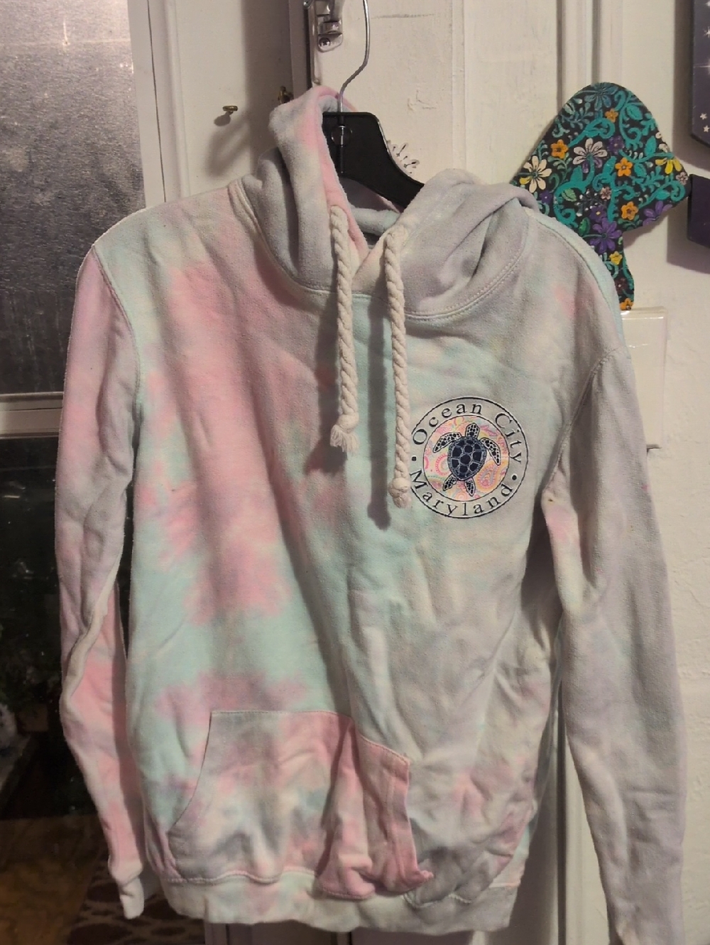Ocean City Maryland Kids Tie-Dye Hoodie - Pastel Pink & Blue